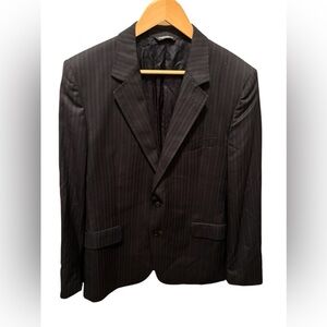 Dolce & Gabbana Blazer Size 52EU/42US Black Striped Silk Wool Blend Suit Jacket